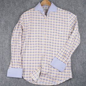 Daniel Ellissa Dress Shirt Mens 15.5 33/34 Multi Color Geometric French Cuff